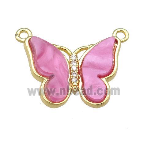 dp.pink Resin Butterfly Pendant with 2loops, gold plated