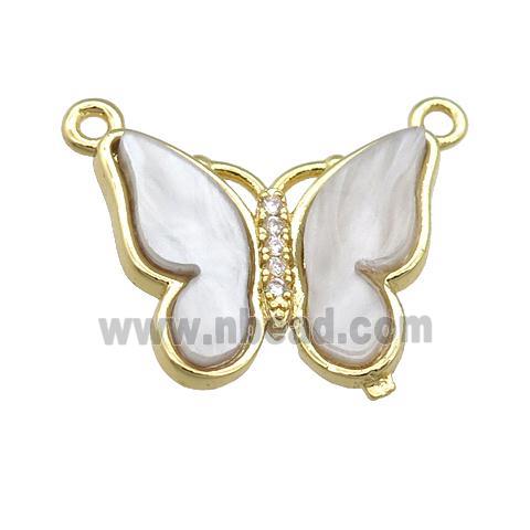 gray Resin Butterfly Pendant with 2loops, gold plated