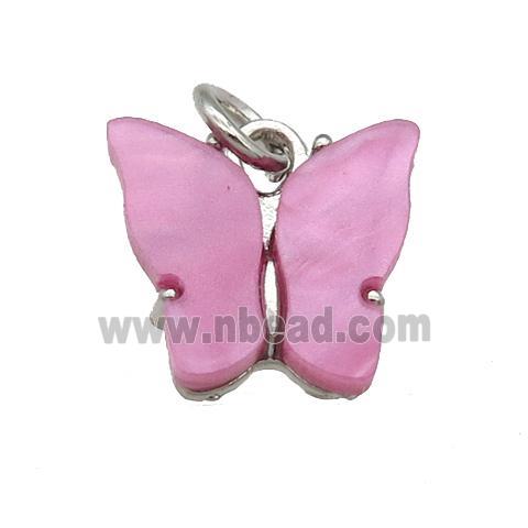 dp.pink Resin Butterfly Pendant, platinum plated