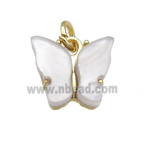 gray Resin Butterfly Pendant, gold plated