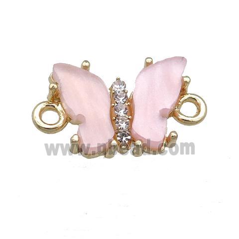 lt.pink Resin Butterfly Connector, gold plated