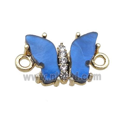 blue Resin Butterfly Connector, gold plated