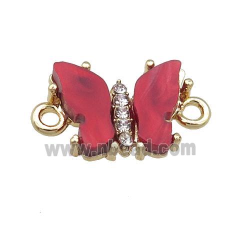red Resin Butterfly Connector, gold plated