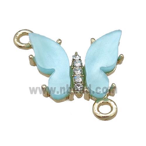 teal Resin Butterfly Connector, gold plated