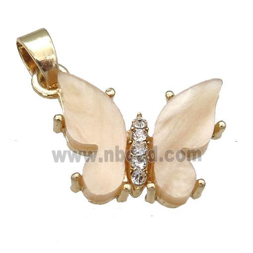 brown Resin Butterfly Pendant, gold plated