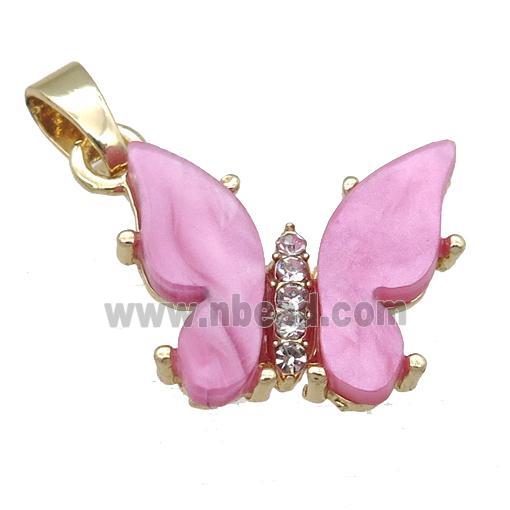 dp.pink Resin Butterfly Pendant, gold plated