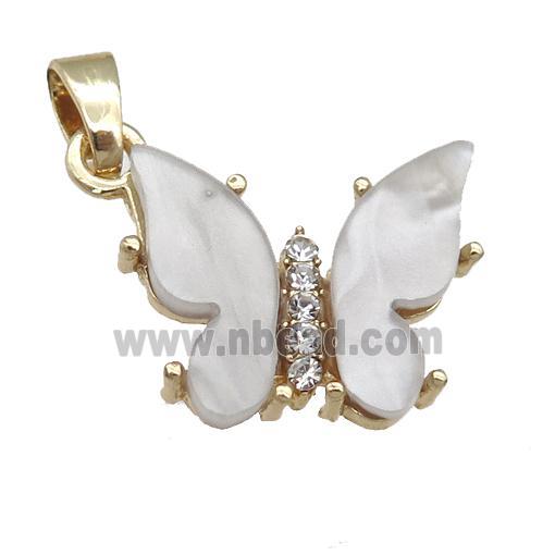 gray Resin Butterfly Pendant, gold plated