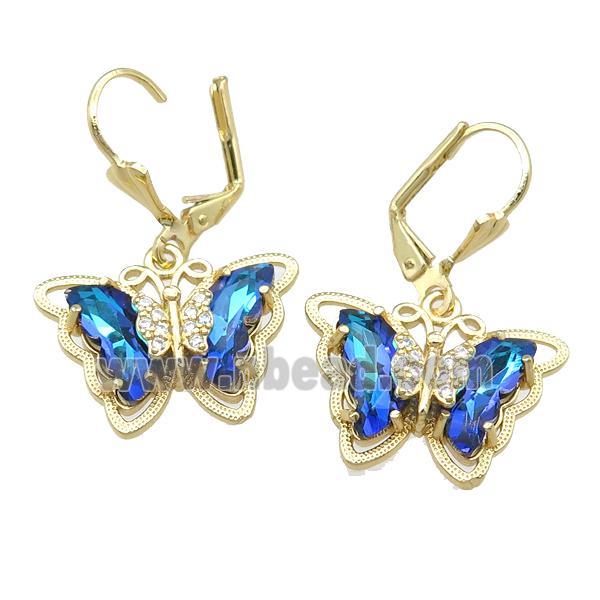 dp.blue Crystal Glass Butterfly Latchback Earring, gold plated