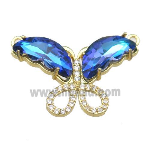 dp.blue Crystal Glass Butterfly Pendant with 2loops, gold plated