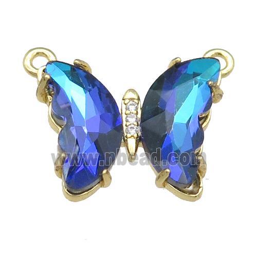 dp.blue Crystal Glass Butterfly Pendant with 2loops, gold plated