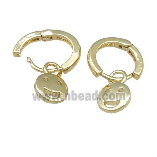 copper hoop Earrings with emoji, gold plated