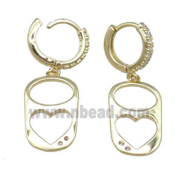 copper hoop Earrings with heartlock, gold plated