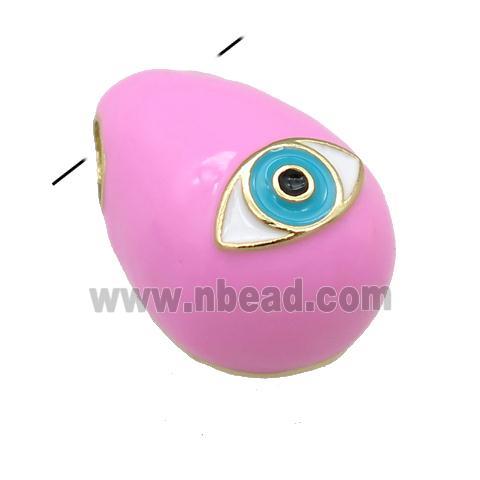 copper carapace pendant with Evil Eye, pink enamel, gold plated