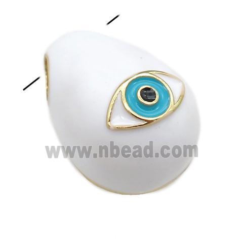 copper carapace pendant with Evil Eye, white enamel, gold plated