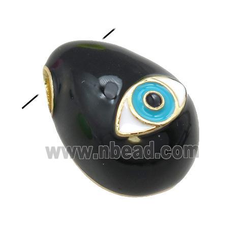 copper carapace pendant with Evil Eye, black enamel, gold plated