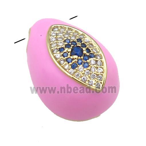 copper carapace pendant pave zircon with pink Enamel, gold plated