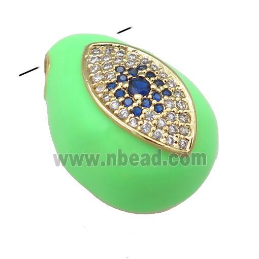 copper carapace pendant pave zircon with green Enamel, gold plated