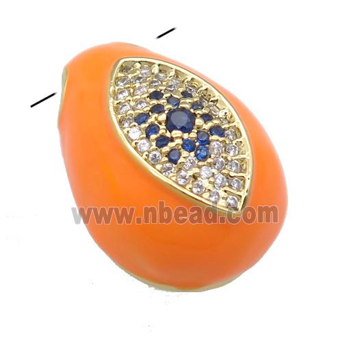 copper carapace pendant pave zircon with orange Enamel, gold plated