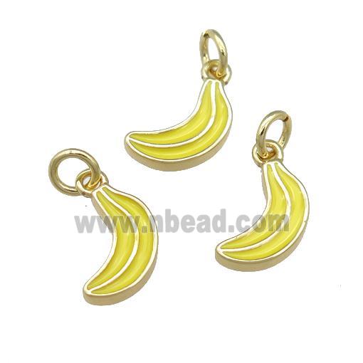 copper banana pendant with yellow enamel, gold plated