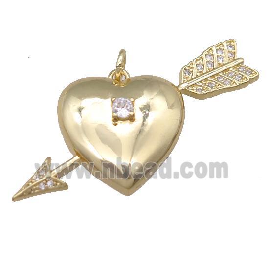 copper cupid pendant pave zircon, gold plated