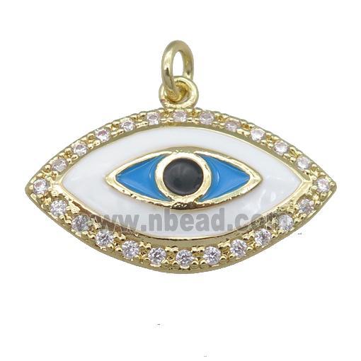 copper eye pendant pave zircon, enamel, gold plated