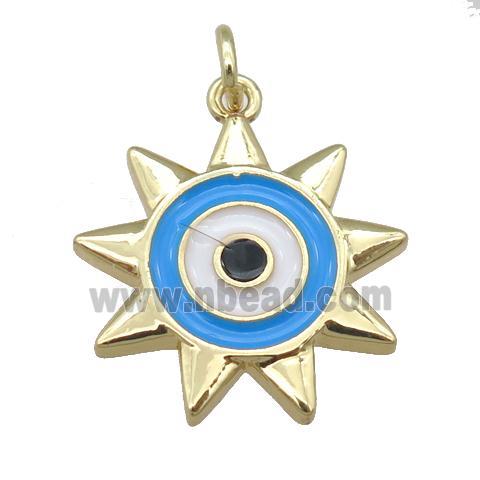 copper Sun eye pendant, enamel, gold plated