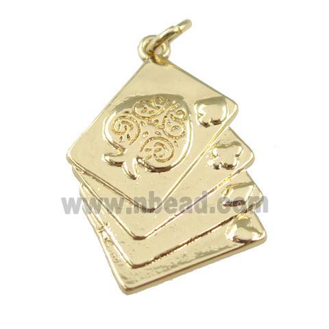 copper card pendant, carved, gold plated