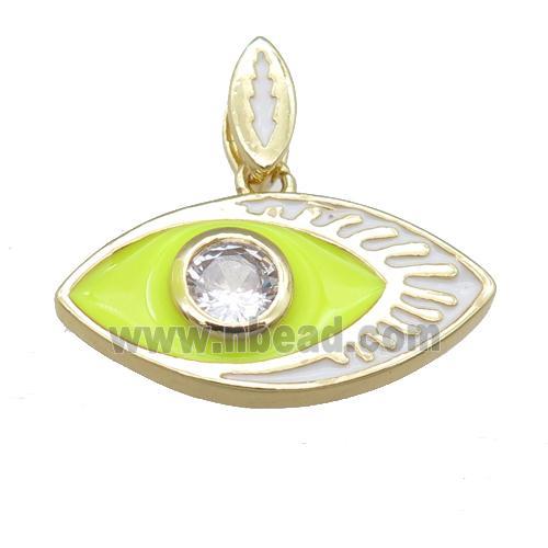copper eye pendant with yellow enamel, gold plated