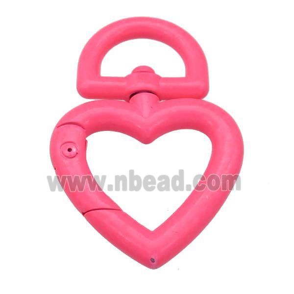 Alloy Carabiner Clasp with hotpink Lacquered Fired, heart