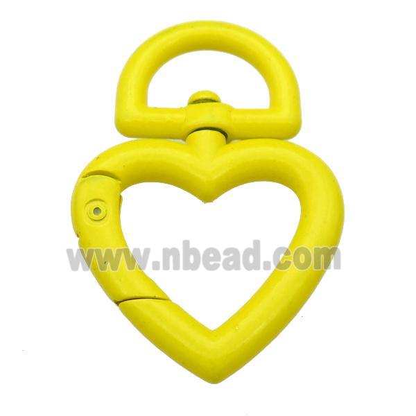 Alloy Carabiner Clasp with yellow Lacquered Fired, heart