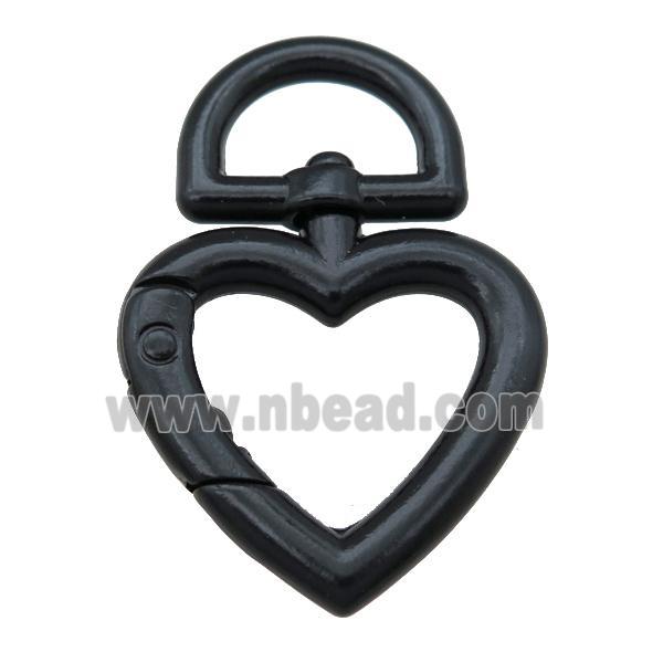 Alloy Carabiner Clasp with black Lacquered Fired, heart