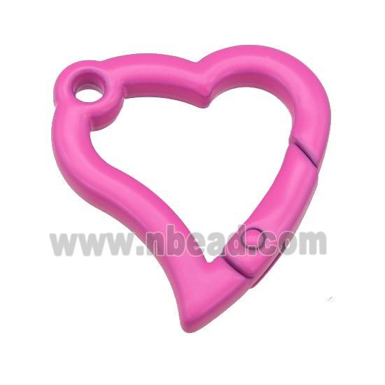 Alloy heart Carabiner Clasp with hotpink Lacquered Fired