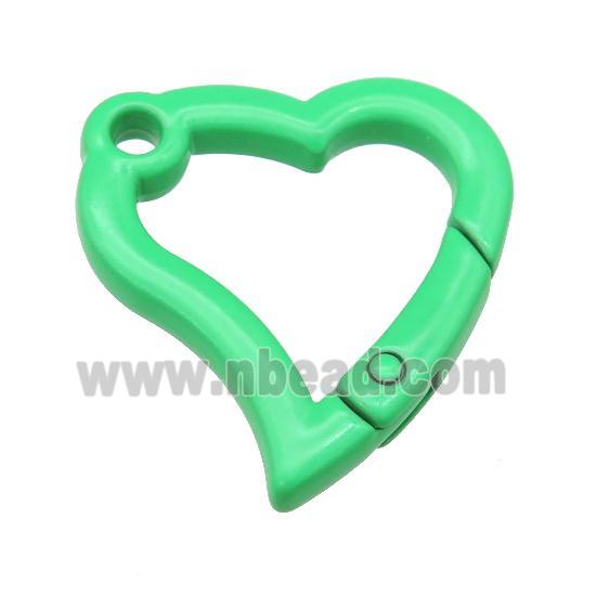 Alloy heart Carabiner Clasp with green Lacquered Fired