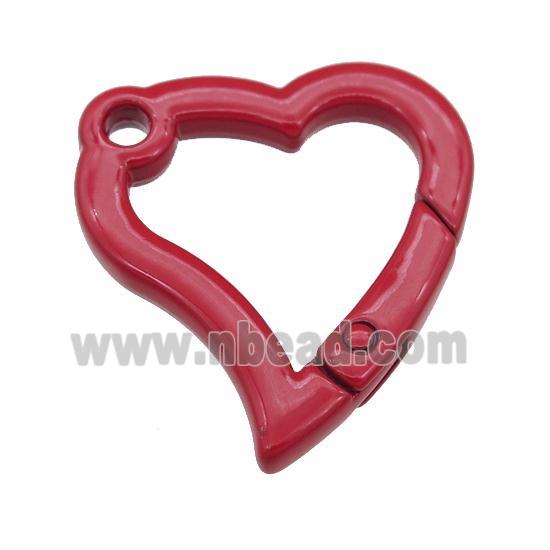Alloy heart Carabiner Clasp with red Lacquered Fired