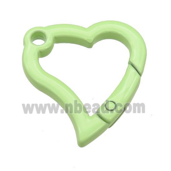 Alloy heart Carabiner Clasp with lt.olive Lacquered Fired