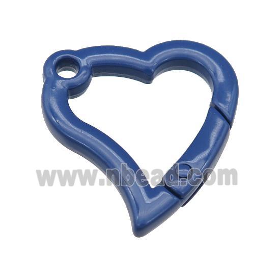 Alloy heart Carabiner Clasp with navyblue Lacquered Fired