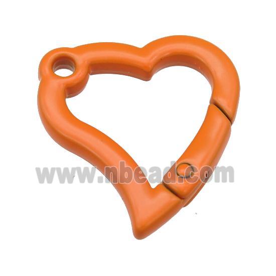 Alloy heart Carabiner Clasp with orange Lacquered Fired