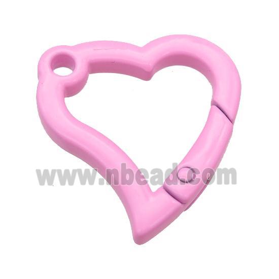 Alloy heart Carabiner Clasp with pink Lacquered Fired