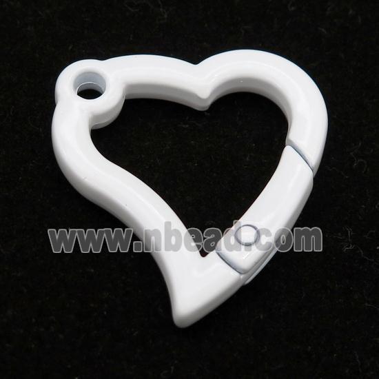 Alloy heart Carabiner Clasp with white Lacquered Fired