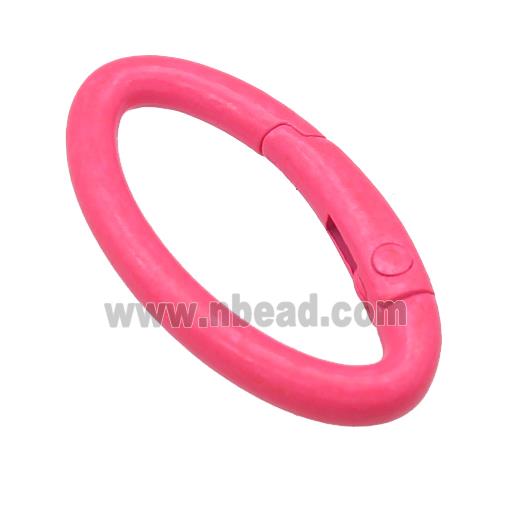 Alloy oval Carabiner Clasp with hotpink Lacquered Fired