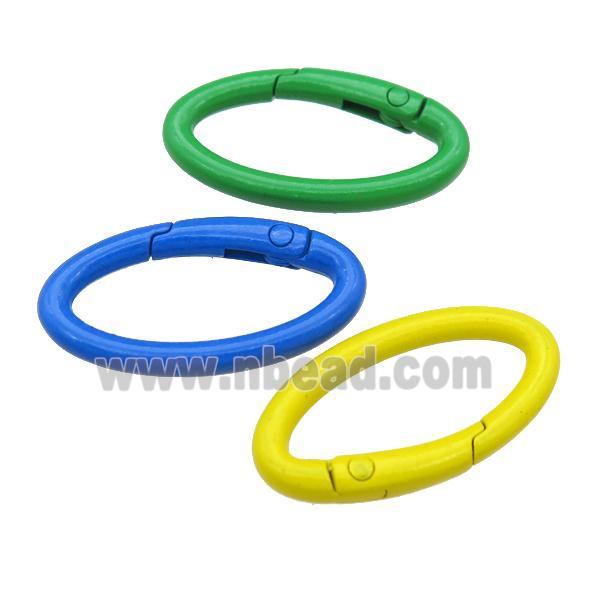Alloy oval Carabiner Clasp with Lacquered Fired, mixed color