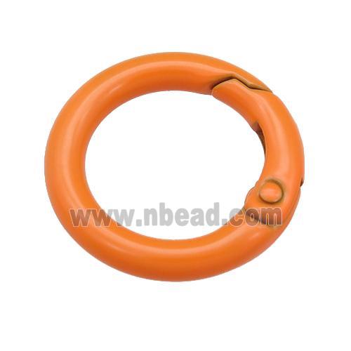 Alloy circle Carabiner Clasp with orange Lacquered Fired