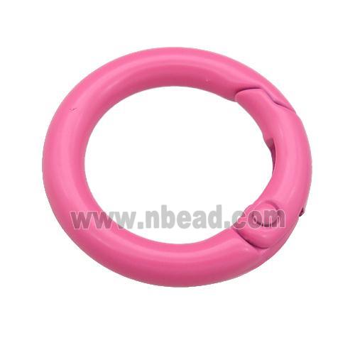 Alloy circle Carabiner Clasp with pink Lacquered Fired