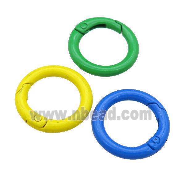 Alloy circle Carabiner Clasp with Lacquered Fired, mixed color