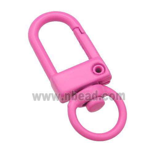 Alloy Carabiner Clasp with pink Lacquered Fired
