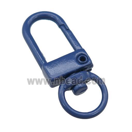 Alloy Carabiner Clasp with navyblue Lacquered Fired