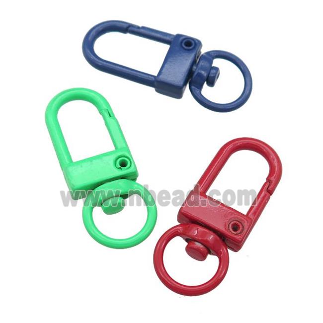 Alloy Carabiner Clasp with Lacquered Fired, mixed color