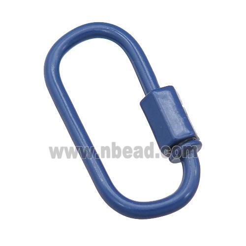 copper oval Carabiner Clasp with navyblue Lacquered Fired