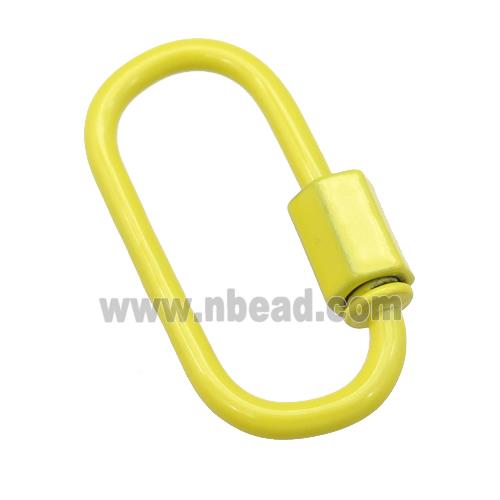 copper oval Carabiner Clasp with yellow Lacquered Fired