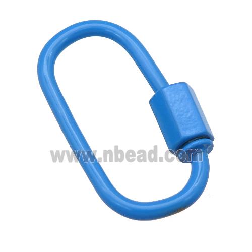 copper oval Carabiner Clasp with blue Lacquered Fired